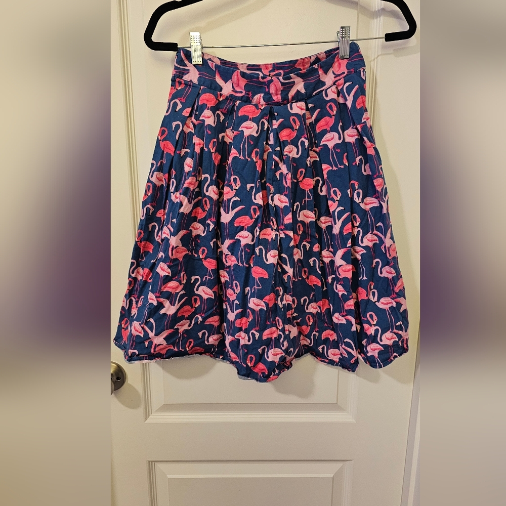 Dressever Women's Blue Midi Skirt Flamingo